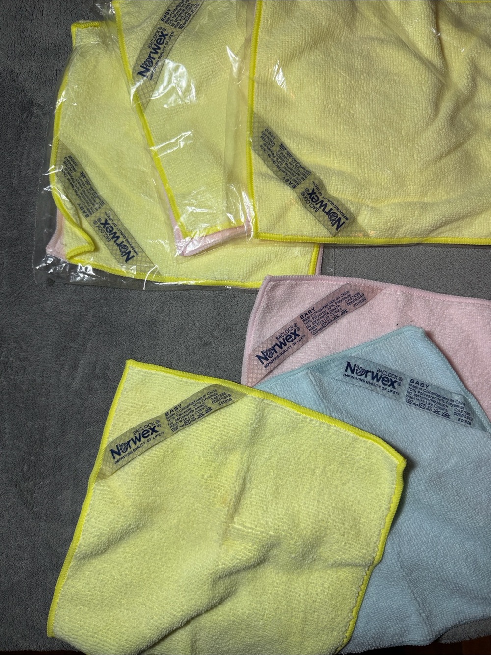Norwex Microfiber Baby Cloths Trio in Yellow, Pink & Light Blue